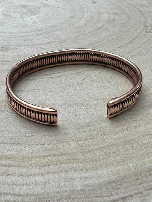 Elaine Tahe Copper Bracelet - Cowhide and Conchos