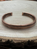 Elaine Tahe Copper Bracelet - Cowhide and Conchos