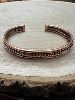 Elaine Tahe Copper Bracelet - Cowhide and Conchos