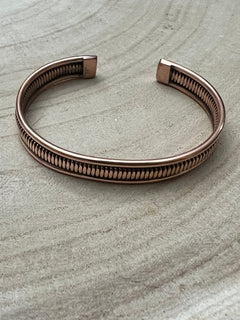 Elaine Tahe Copper Bracelet - Cowhide and Conchos
