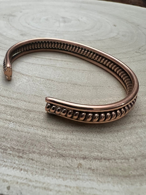 Elaine Tahe Copper Bracelet - Cowhide and Conchos