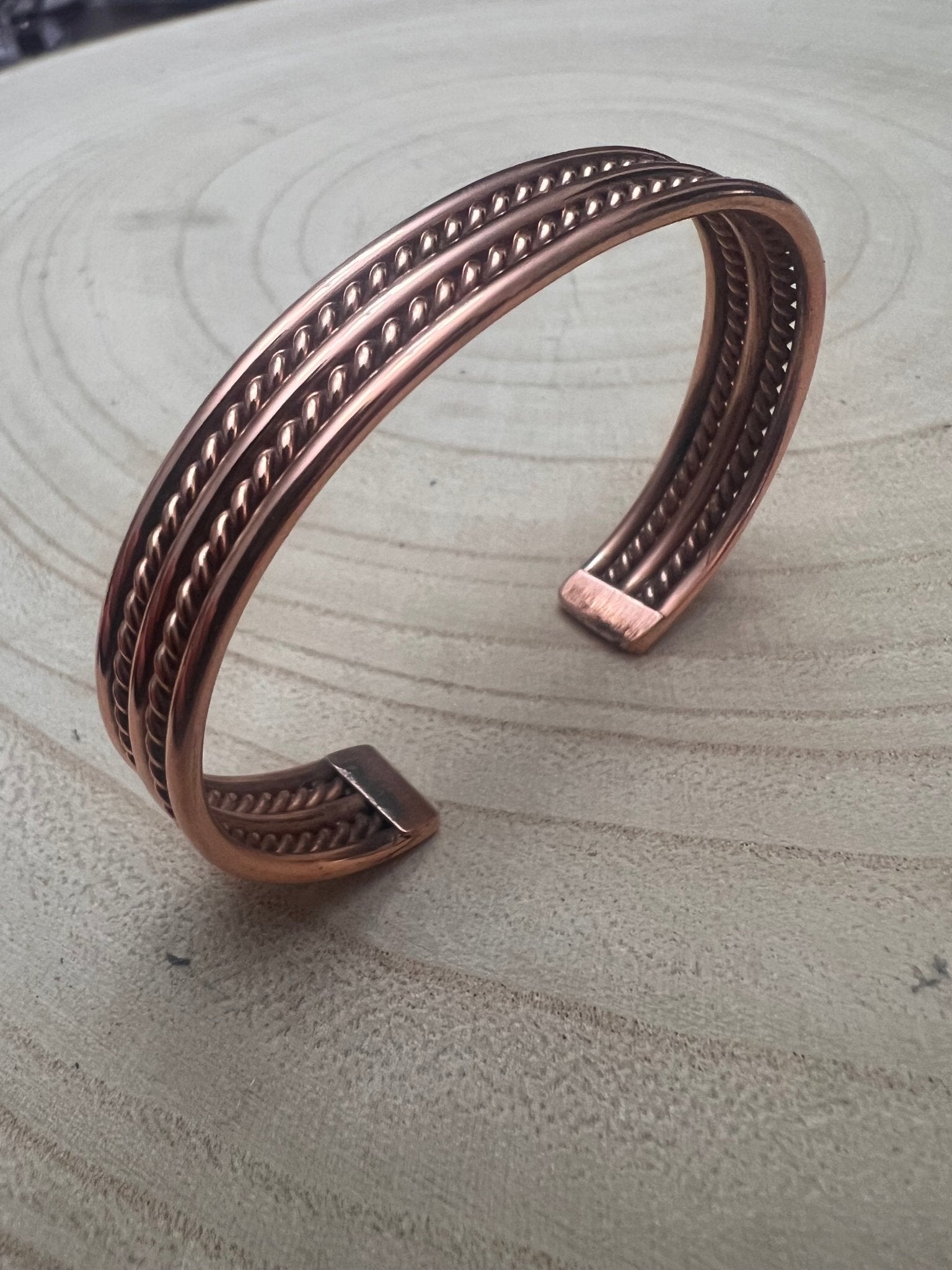Elaine Tahe Copper Bracelet - Cowhide and Conchos