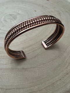 Elaine Tahe Copper Bracelet - Cowhide and Conchos