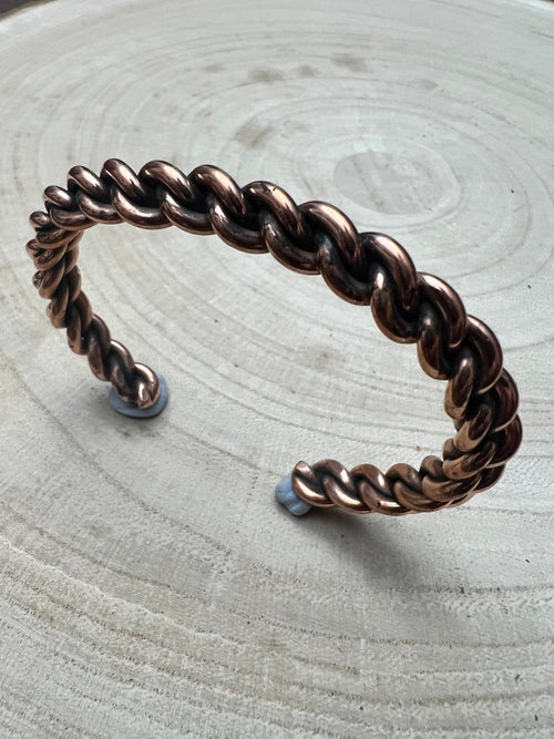 Elaine Tahe Copper Bracelet - Cowhide and Conchos
