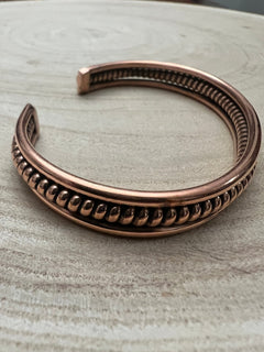 Elaine Tahe Copper Bracelet - Cowhide and Conchos