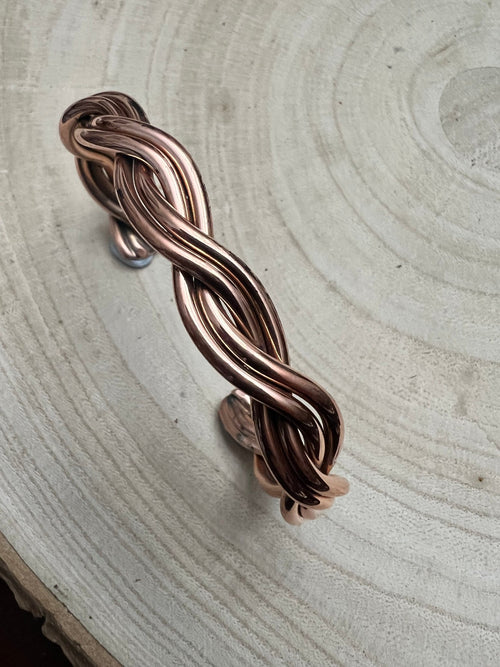 Elaine Tahe Copper Bracelet - Cowhide and Conchos