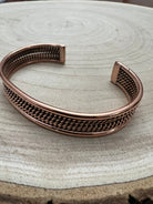 Elaine Tahe Copper Bracelet - Cowhide and Conchos