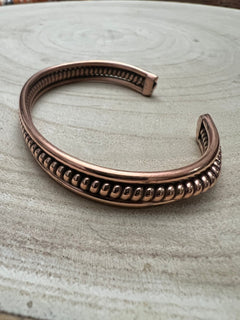 Elaine Tahe Copper Bracelet - Cowhide and Conchos
