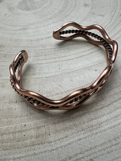 Elaine Tahe Copper Bracelet - Cowhide and Conchos