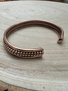 Elaine Tahe Copper Bracelet - Cowhide and Conchos