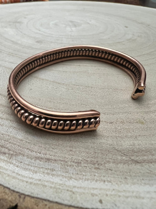 Elaine Tahe Copper Bracelet - Cowhide and Conchos
