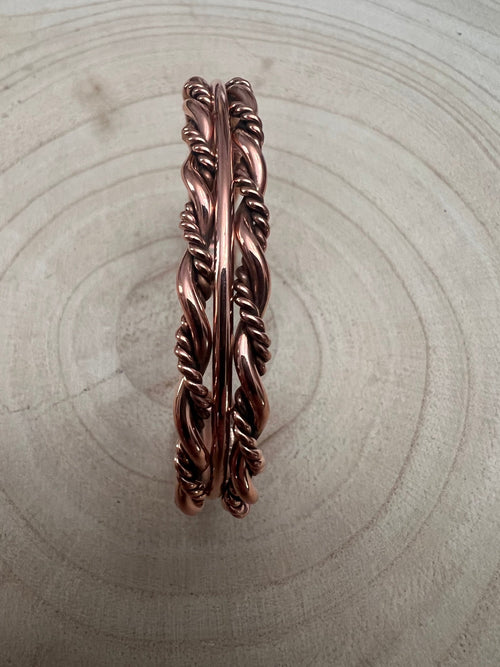 Elaine Tahe Copper Bracelet - Cowhide and Conchos
