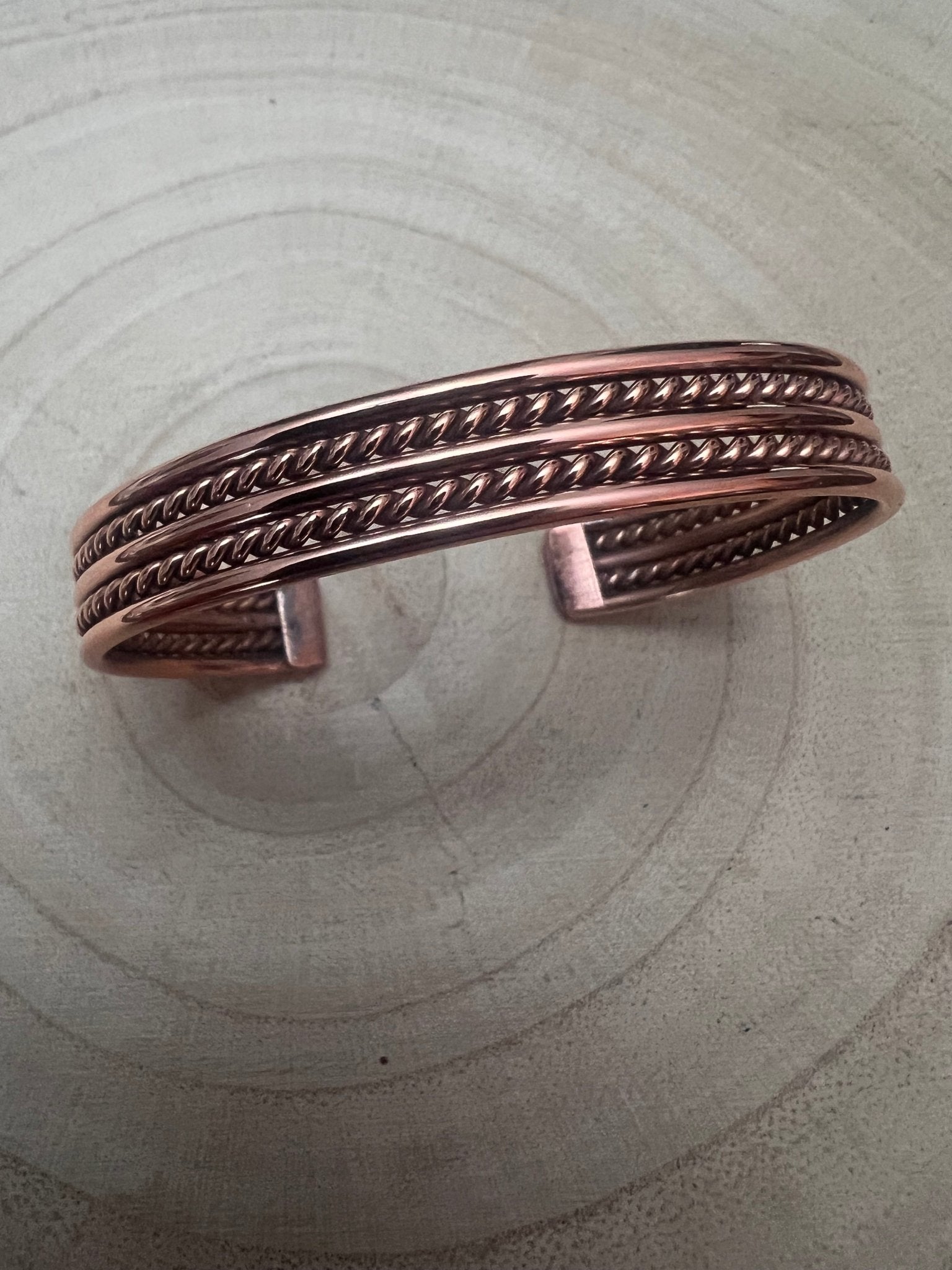Elaine Tahe Copper Bracelet - Cowhide and Conchos
