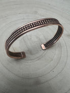 Elaine Tahe Copper Bracelet - Cowhide and Conchos