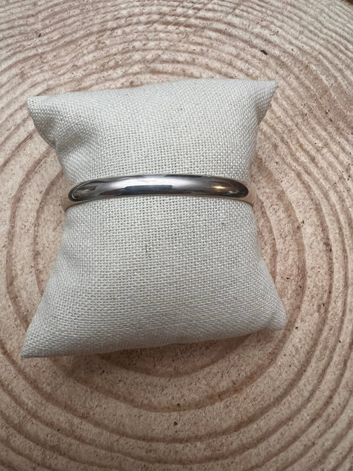 Elaine Tahe Sterling Silver Bracelet - Cowhide and Conchos