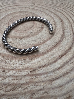 Elaine Tahe Sterling Silver Bracelet - Cowhide and Conchos