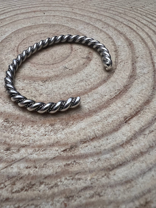 Elaine Tahe Sterling Silver Bracelet - Cowhide and Conchos