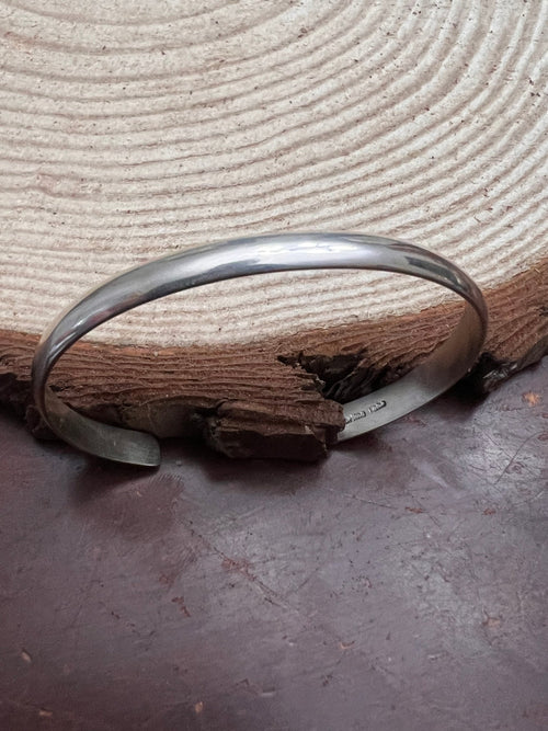 Elaine Tahe Sterling Silver Bracelet - Cowhide and Conchos