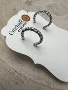 Elaine Tahe Sterling Silver Hoop Earrings - Cowhide and Conchos