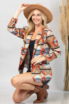 Ella Aztec Print Blazer with Pocket - Cowhide and Conchos
