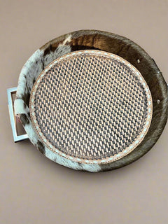 Embossed Leather Display Tray - Cowhide and Conchos