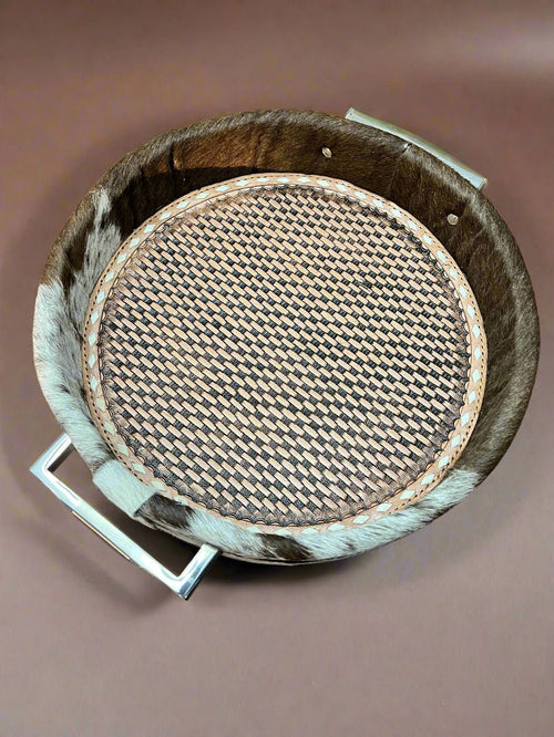 Embossed Leather Display Tray - Cowhide and Conchos
