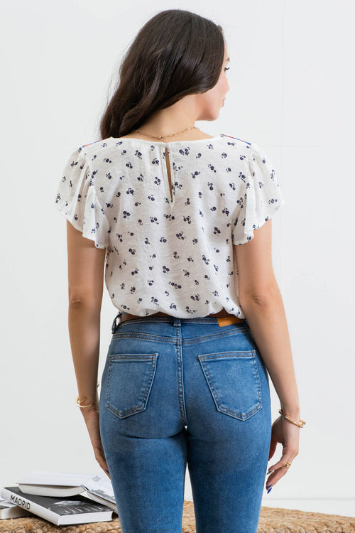 Embroidered Neckline Top - 1 medium remaining - Cowhide and Conchos
