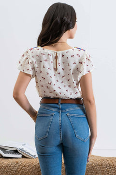 Embroidered Neckline Top - 1 medium remaining - Cowhide and Conchos