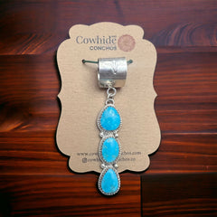 Ernest Hawthorne Sonoran Turquoise & Sterling Silver Pendant - Cowhide and Conchos