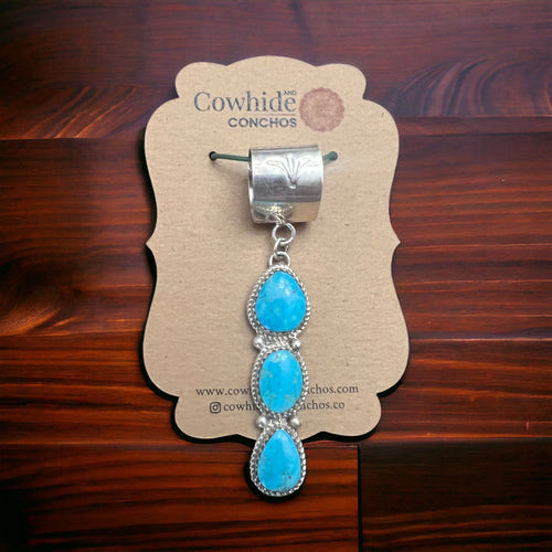 Ernest Hawthorne Sonoran Turquoise & Sterling Silver Pendant - Cowhide and Conchos