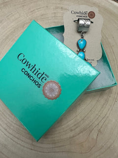 Ernest Hawthorne Sonoran Turquoise & Sterling Silver Pendant - Cowhide and Conchos
