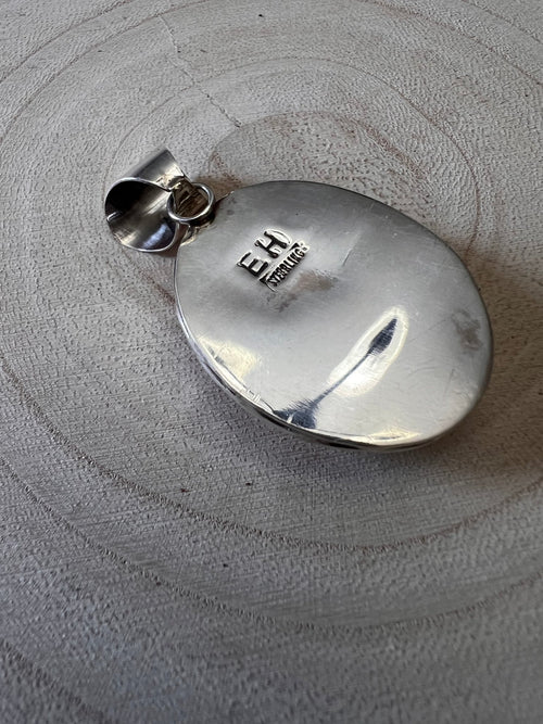 Ernest Hawthorne Spiny Oyster & Sterling Silver Pendant - Cowhide and Conchos