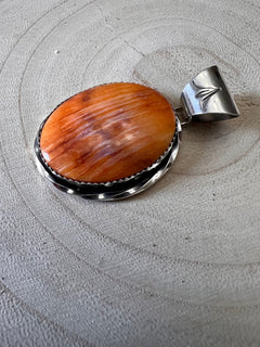 Ernest Hawthorne Spiny Oyster & Sterling Silver Pendant - Cowhide and Conchos