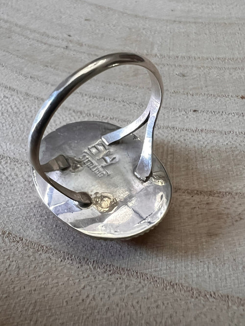 Ernest Hawthorne Spiny Oyster & Sterling Silver Ring - Size 7.5 - Cowhide and Conchos