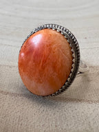 Ernest Hawthorne Spiny Oyster & Sterling Silver Ring - Size 7.5 - Cowhide and Conchos