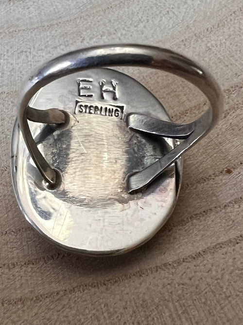 Ernest Hawthorne Spiny Oyster & Sterling Silver Ring - Size 8 - Cowhide and Conchos