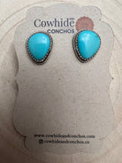Ernest Hawthorne Turquoise & Sterling Silver Earrings - Cowhide and Conchos
