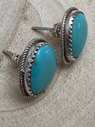 Ernest Hawthorne Turquoise & Sterling Silver Earrings - Cowhide and Conchos