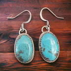 Ernest Hawthorne Turquoise & Sterling Silver Earrings - Cowhide and Conchos