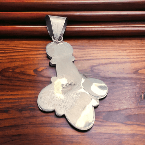 Ernest Hawthorne Turquoise & Sterling Silver Pendant - Cowhide and Conchos