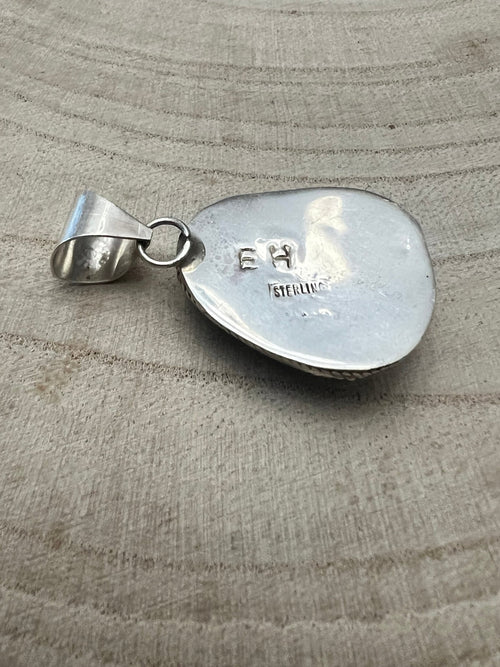 Ernest Hawthorne Turquoise & Sterling Silver Pendant - Cowhide and Conchos