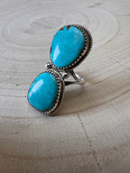 Ernest Hawthorne Turquoise & Sterling Silver Ring - Size 7 - Cowhide and Conchos