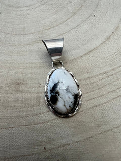 Ernest Hawthorne White Buffalo & Sterling Silver Pendant - Cowhide and Conchos