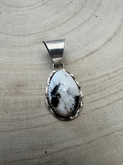 Ernest Hawthorne White Buffalo & Sterling Silver Pendant - Cowhide and Conchos