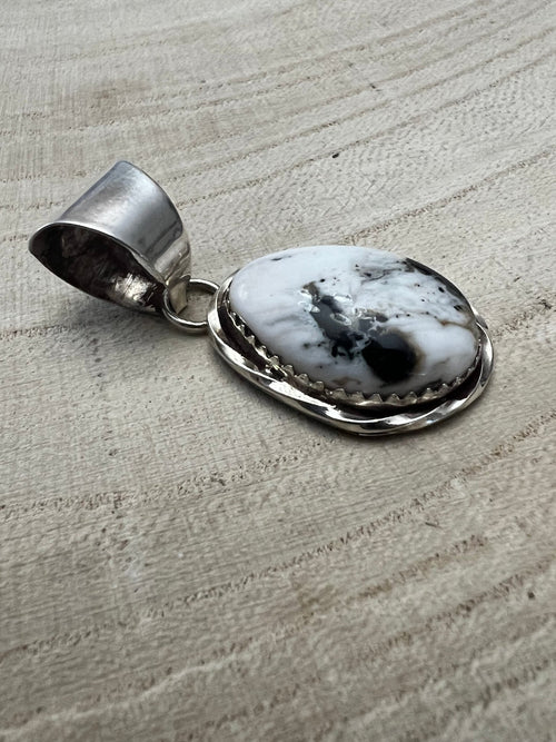 Ernest Hawthorne White Buffalo & Sterling Silver Pendant - Cowhide and Conchos