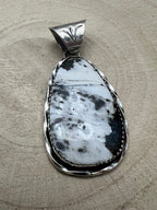 Ernest Hawthorne White Buffalo & Sterling Silver Pendant - Cowhide and Conchos