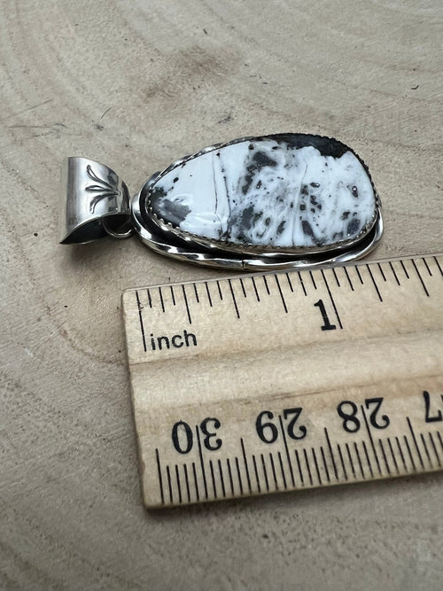 Ernest Hawthorne White Buffalo & Sterling Silver Pendant - Cowhide and Conchos