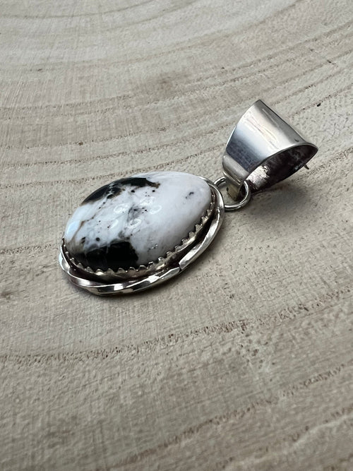 Ernest Hawthorne White Buffalo & Sterling Silver Pendant - Cowhide and Conchos