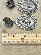 Eugene Charley Sterling Silver Earrings - Cowhide and Conchos