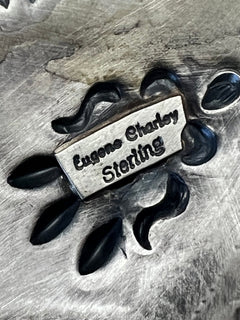 Eugene Charley Sterling Silver Earrings - Cowhide and Conchos